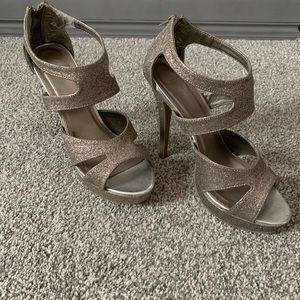 Grey glitter heels